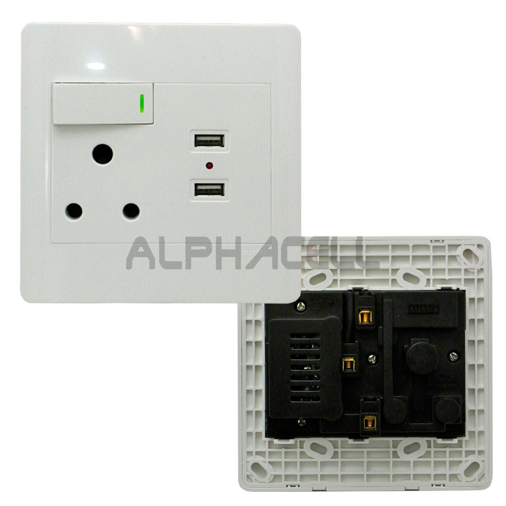 SWITCH WALL SOCKET SINGLE LUXURY(16a+2x2.1A USB)