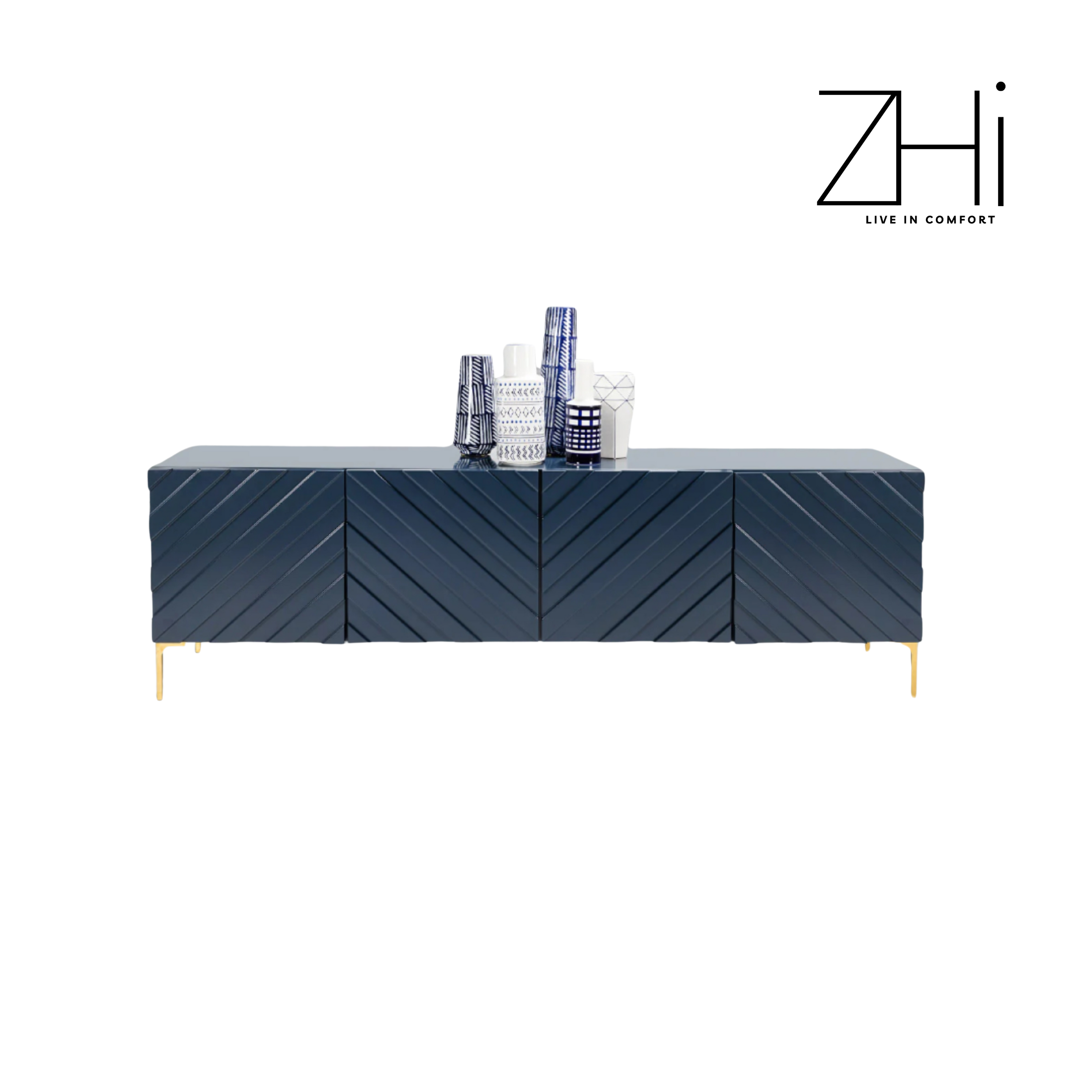 Midnight Chevron Sideboard