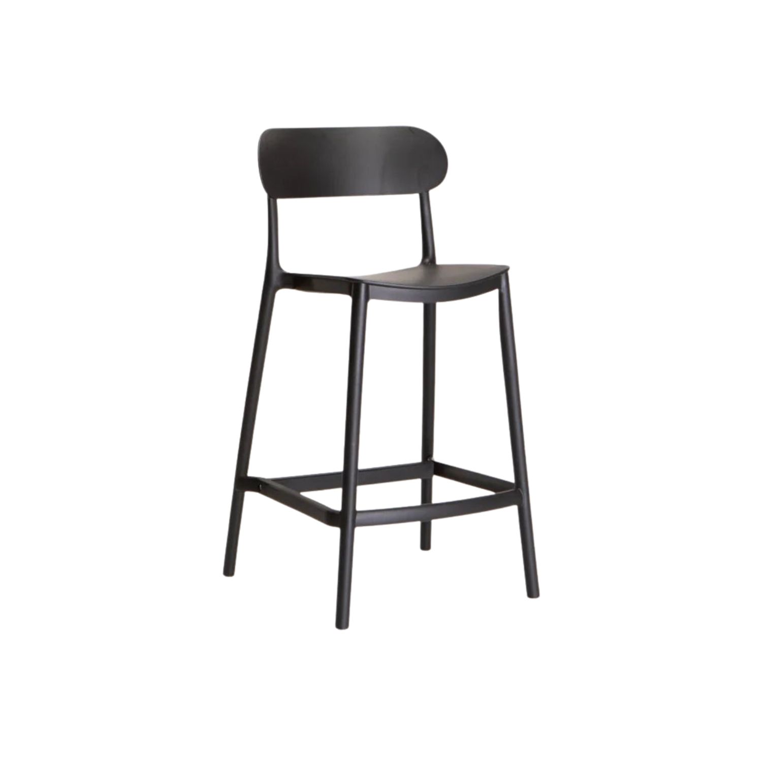Modern Polypropylene Kitchen Stool - Black