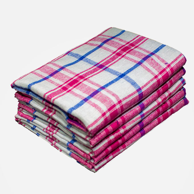 Multipurpose, Easy Fit, Absorbent Kitchen Towel - Design 2007 - 045x070cms - (05 Pc Pack) - Medium Checks - Fuchsia Pink