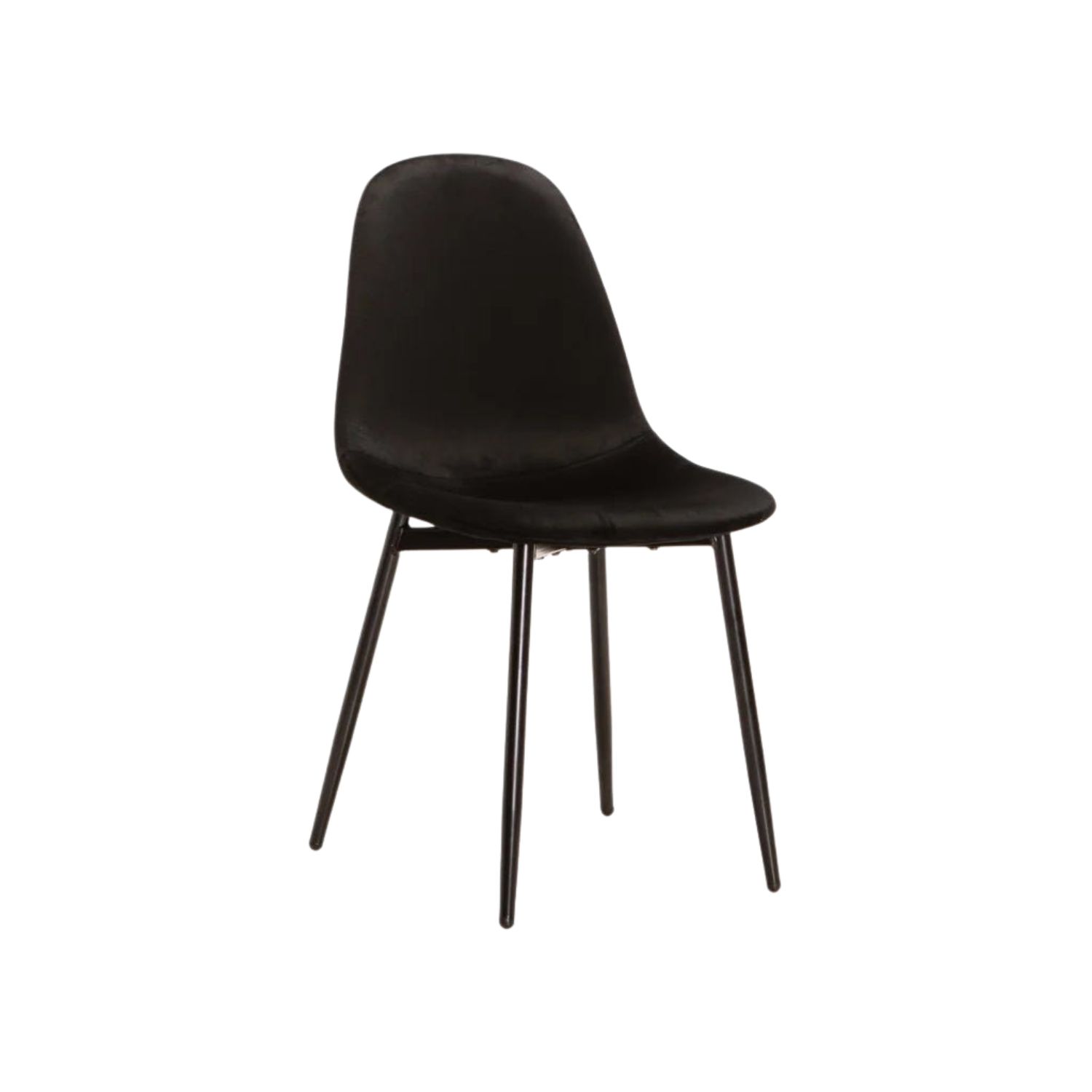 Velvet Upholstered Dining Chair with Metal Legs - Black
