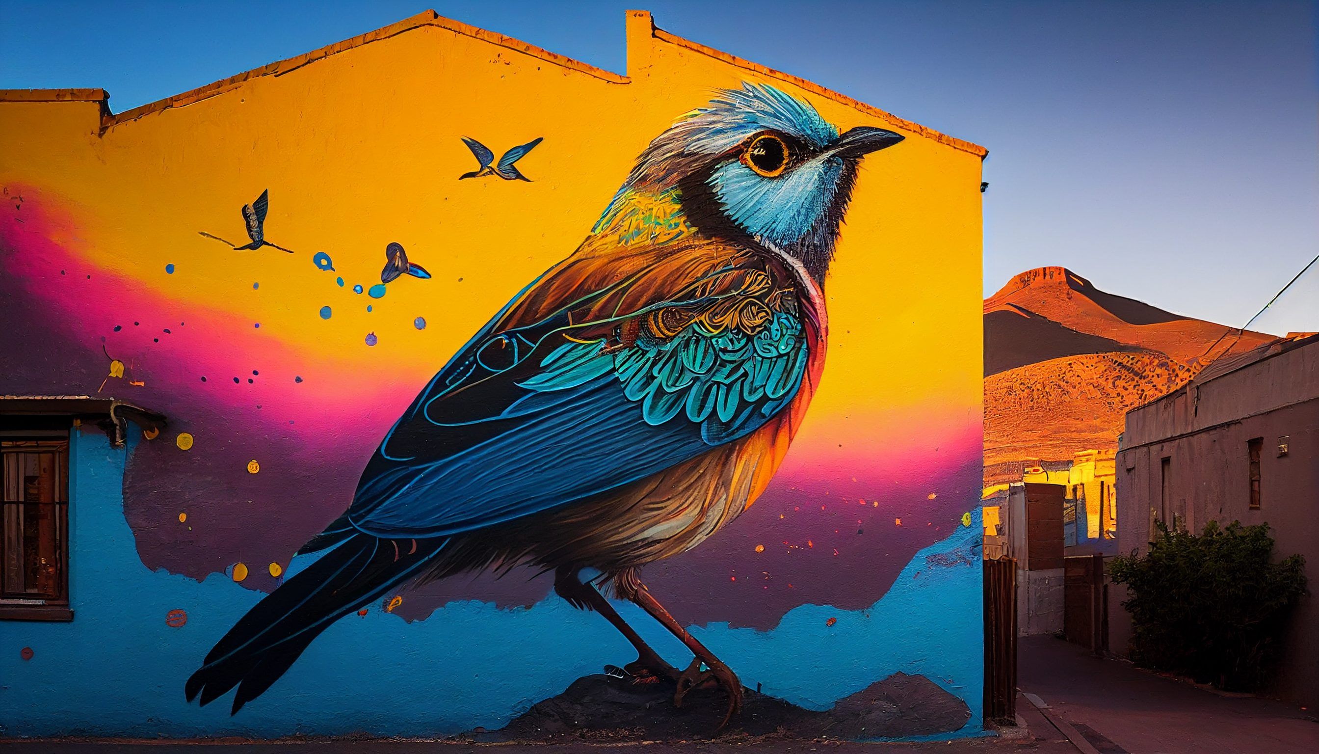 Canvas Wall Art-Bird Street Art B1030