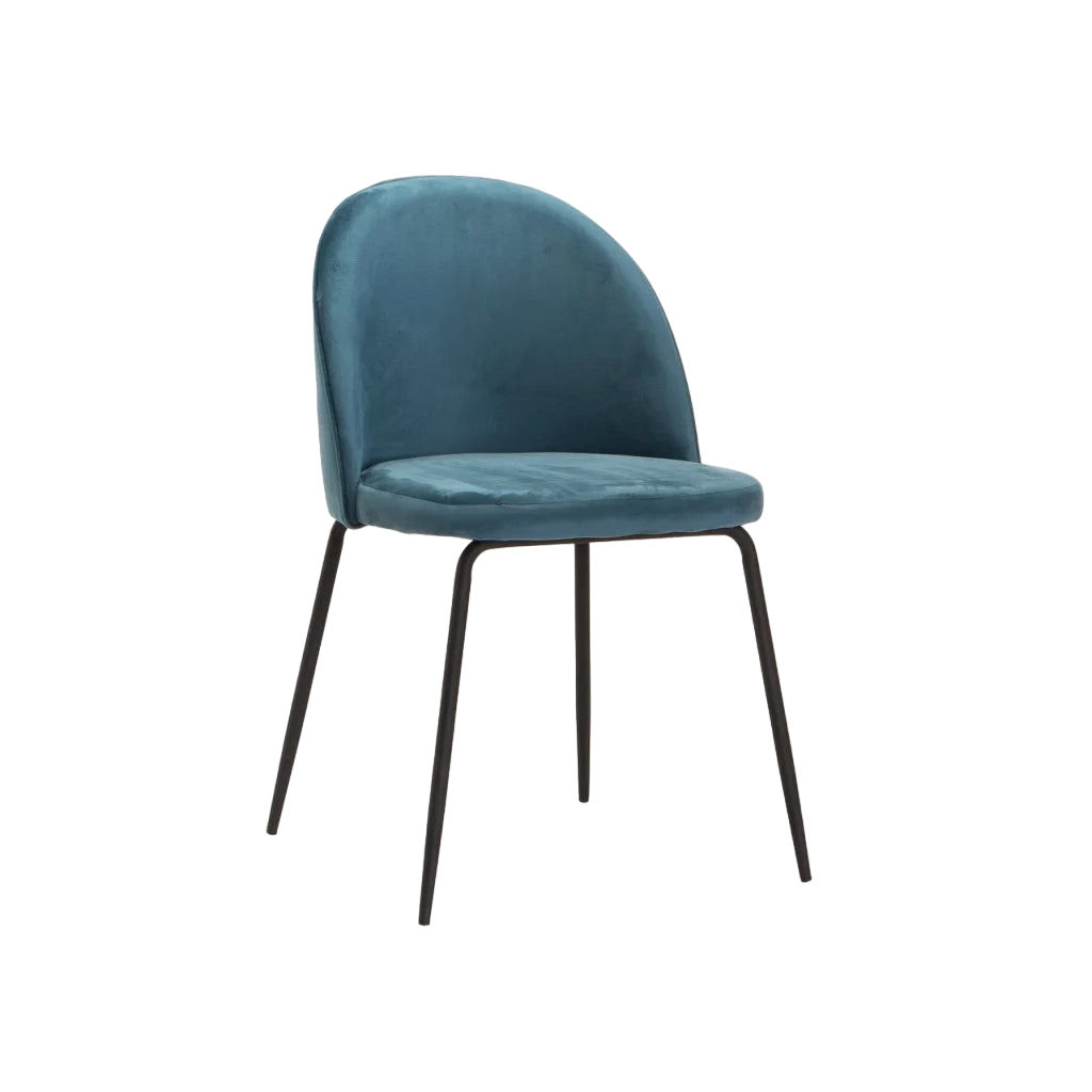 Vividitto - Kia Bloom Velvet Dining Chair -Petrol Blue