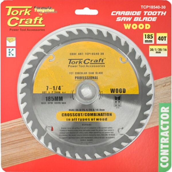 Blade Contractor 185 X 40T 30/20/16/1 Circular Saw Tct