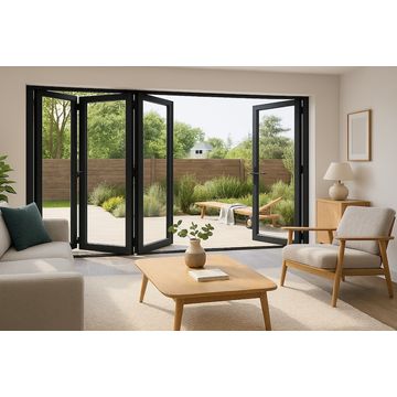 Kenzo - SFD4FG7RC - Aluminium Fold A-Side Door 2.8mx2.1m Charcoal 3 Doors Open Right, 1 Door Open Left Viewed From Outside
