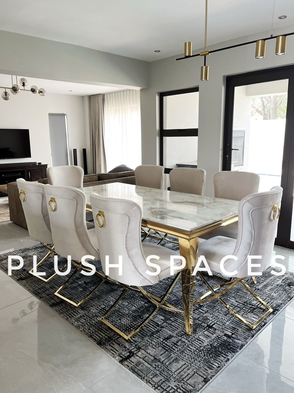 Tina Plush Marble 8 Seater Dining Set