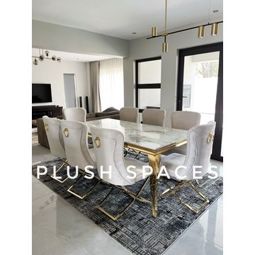 Tina Plush Marble 8 Seater Dining Set