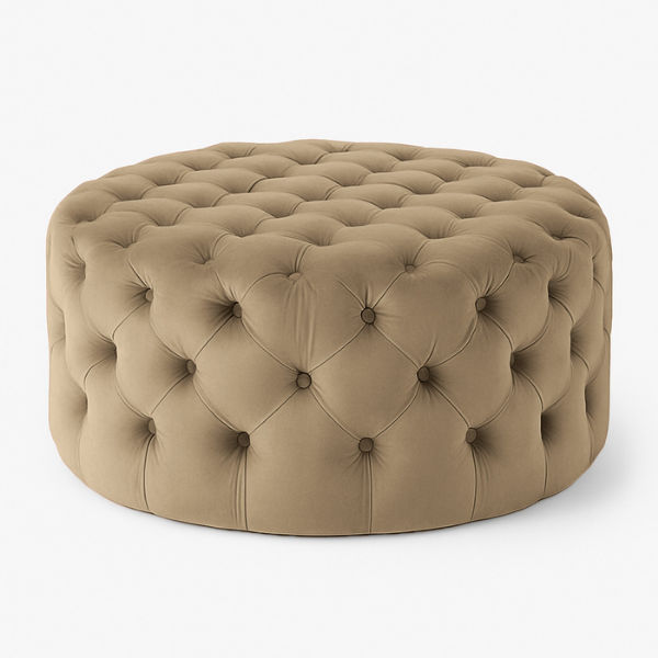 Clark Round Velvet Upholstered Ottoman Medium Brown