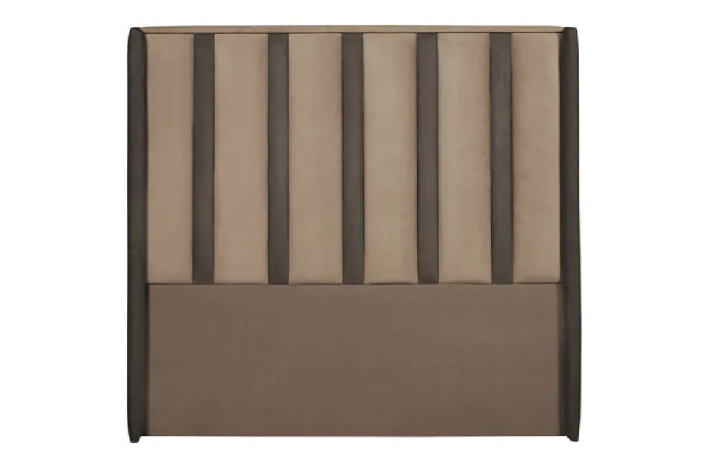 Single Bed Headboard – Brown & Grey Fabric Upholstered Bedroom Backrest 97cm