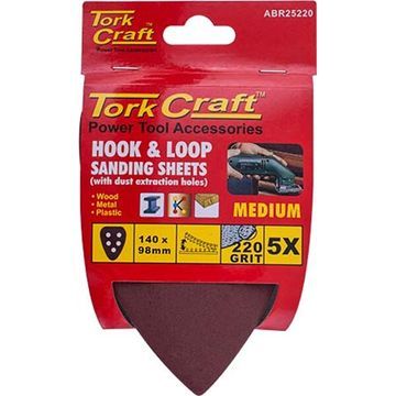 Sanding Triangle 220 Grit 140 X 140 X 98Mm 5/Pack W/H Hook And Loop