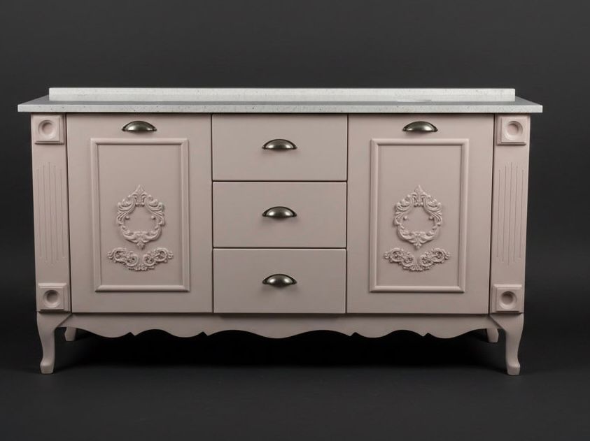 Double Vanity , beige w/ quartz top