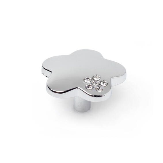 Cabinet knob chrome crystal flower style 35mm rei
