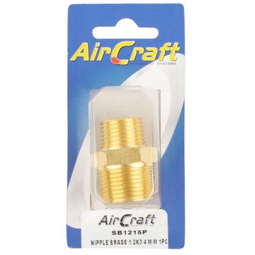 Aircraft - Nipple Brass 1/2 x 3/4 M/M 1 Piece Pack - 5 Pack