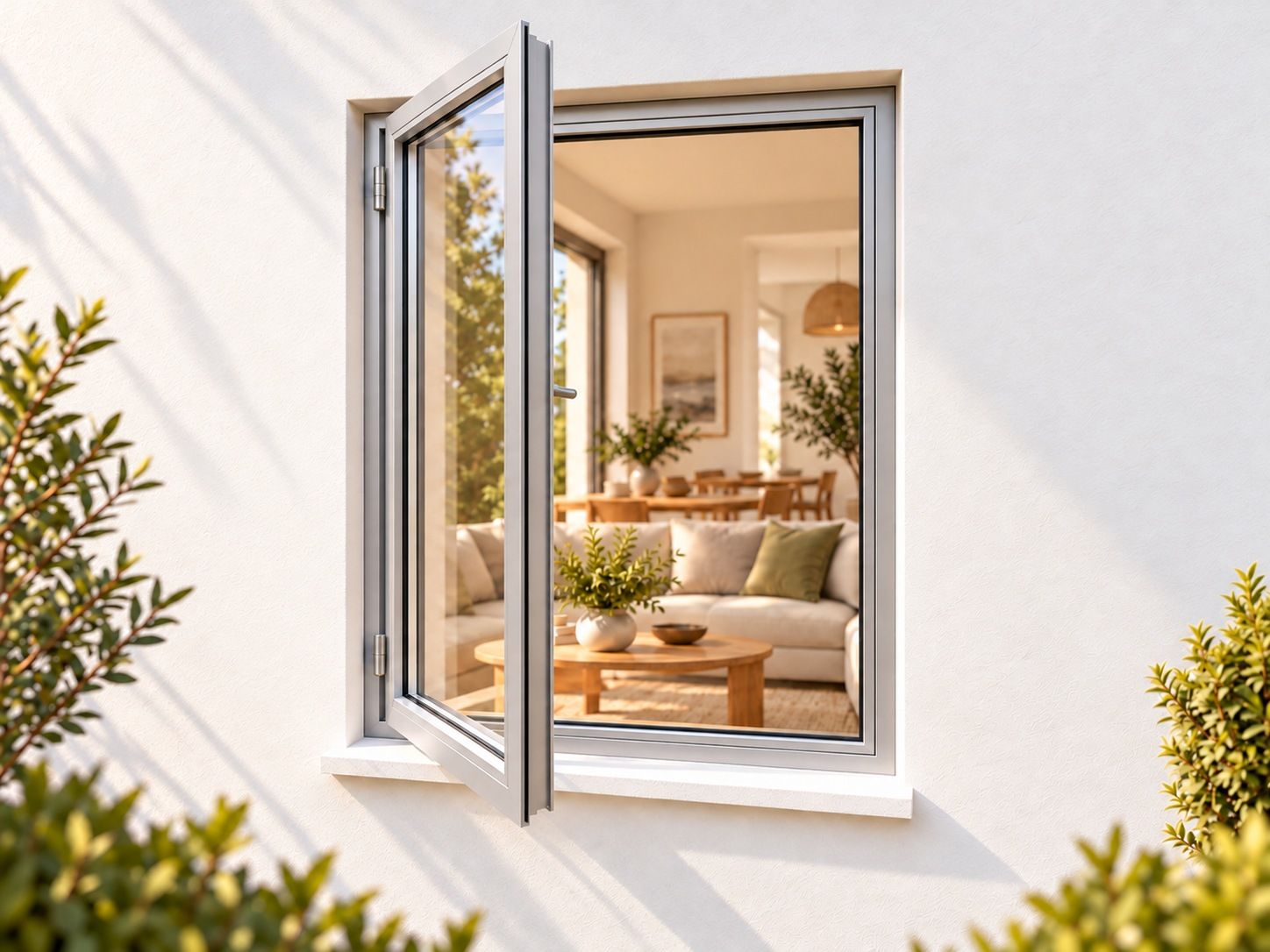 Kenzo Premium Side-Hung Aluminium Window - Silver, 600 1200 mm, Left Side Opener