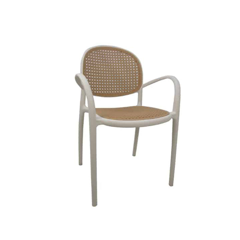 Vividitto - Plastic Rattan Chair - Cream/Mustard