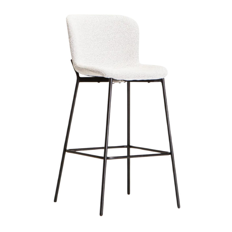 Rae Boucle Fabric Barstool - Cream