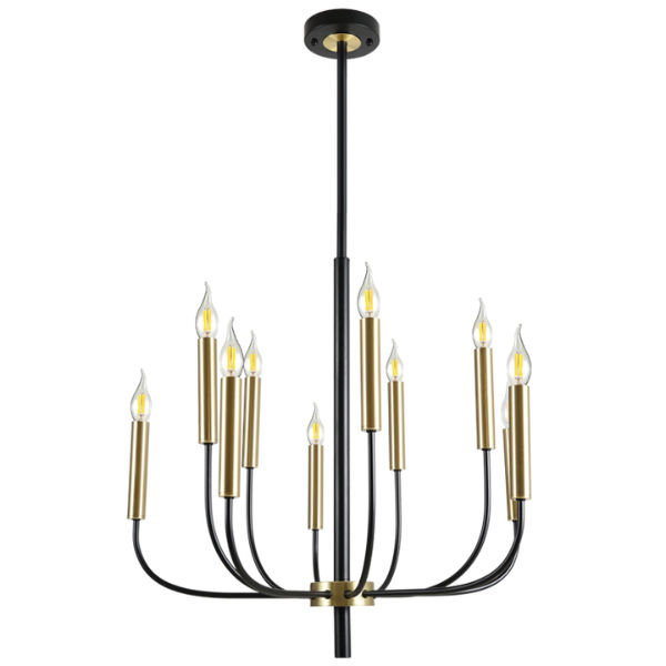 Obsidian Black & Gold 10-Light Chandelier