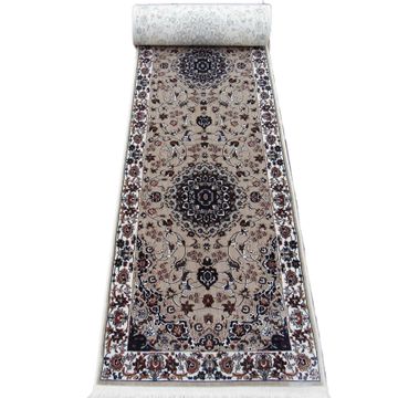 BK Carpets - Persian Inspired Runner Rug - Classic Beige & White Kashan Design - 80cm x 4m