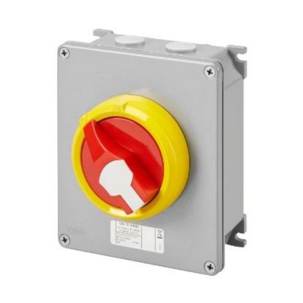 3P 16A Metal Box  Red/Yell Kn. Surface Isolator