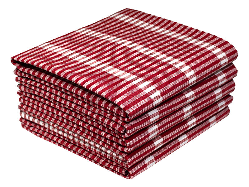 Multipurpose, Easy Fit, Absorbent Kitchen Towel - Design 2601 - 050x070cms - (05 Pc Pack) - Checks - High Risk Red