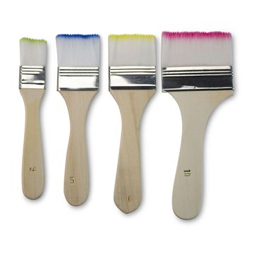 Khoki - Flat Brush Set - Assorted Brush Tip Colours - 4 Piece - 12 Pack