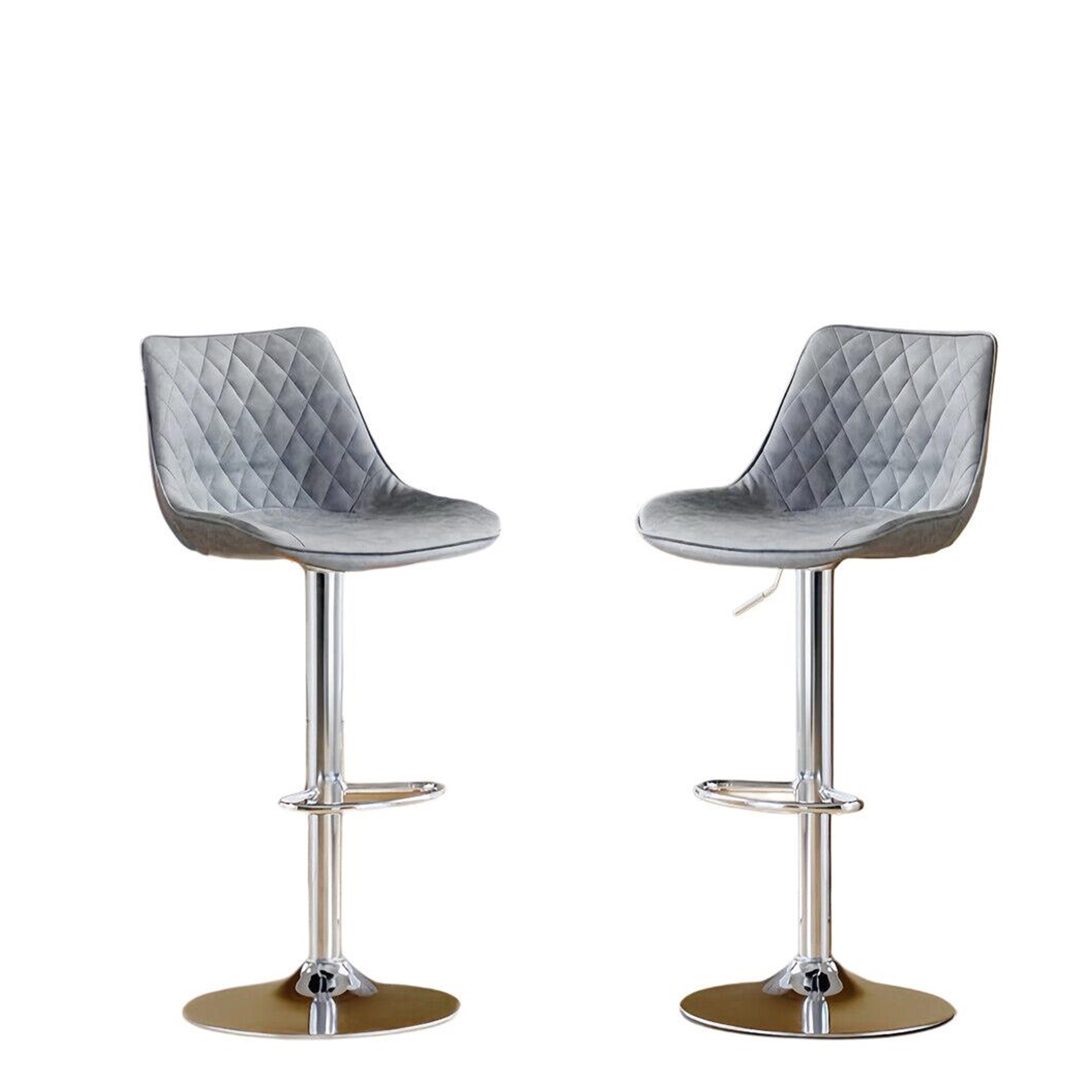 2 Grey Quilted Swivel Bar Chairs