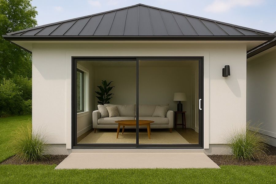 Kenzo - OX2721C - Aluminium Single Sliding Door 2.7mx2.1m Charcoal