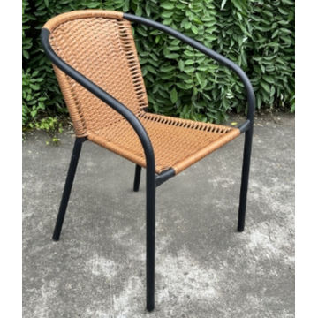 Set of 2 Rattan Dining Stack Chair Armrest (Indoor & Outdoor)-LBROWN