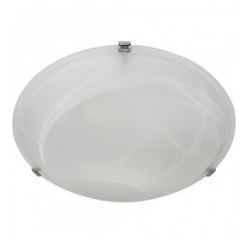 Metal Base with Alabaster Glass and Silver Clips
