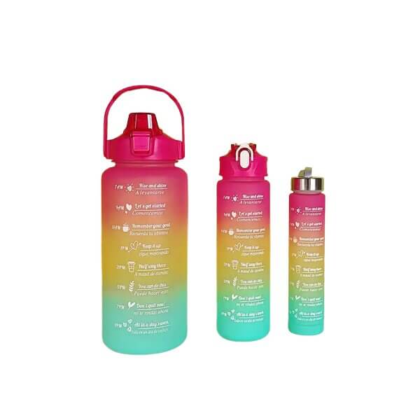 Set of 3 Motivational Water Bottles - Pink,Yellow and Blue
