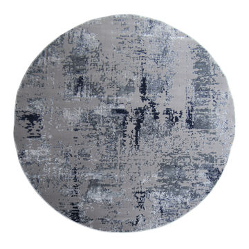 BK Carpets & Rugs – Modern Round Abstract Rug – Dark Grey & Blue- 2m x 2m
