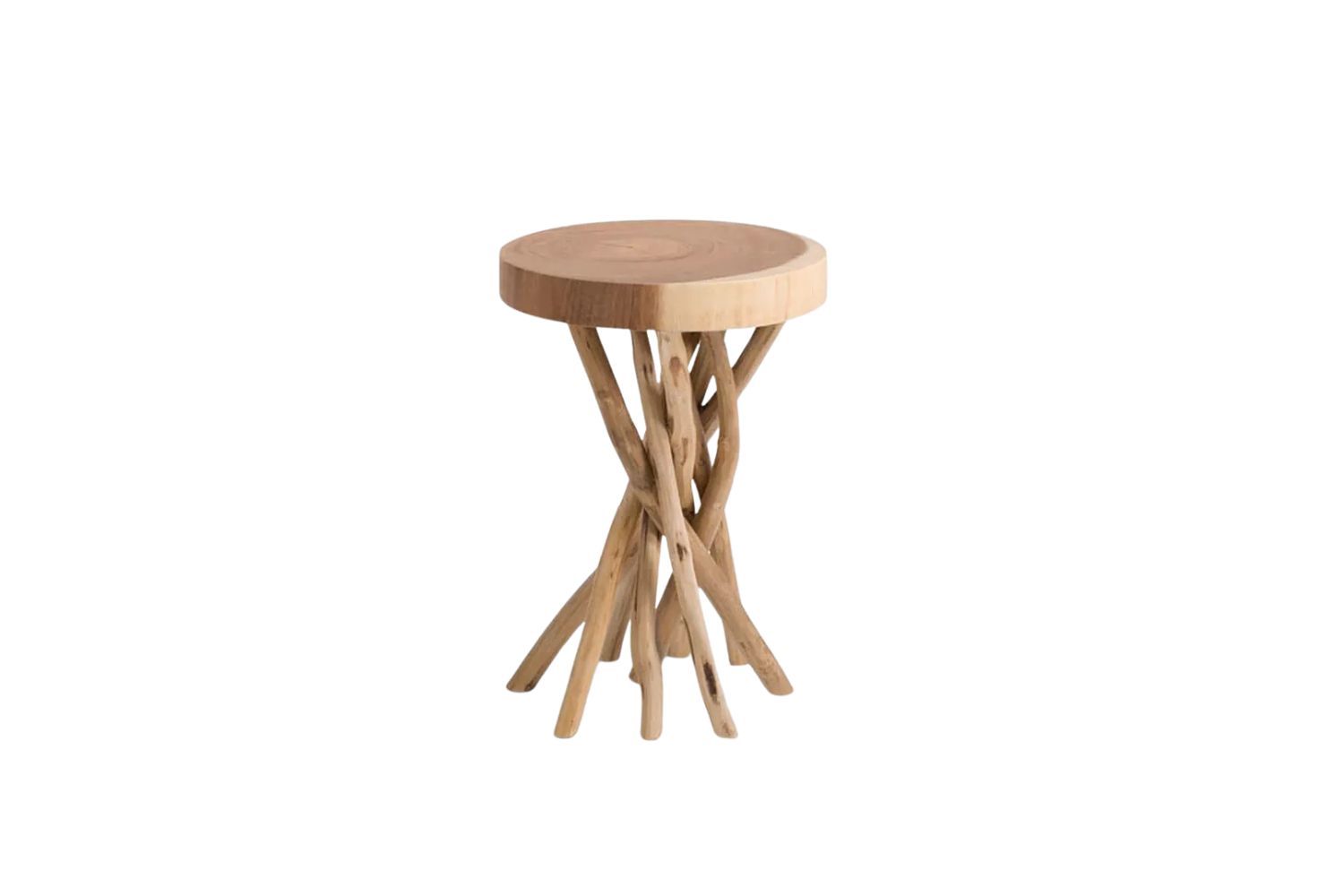 Round Side Table – Mungur Wood Top with Teak Legs (Natural Design)