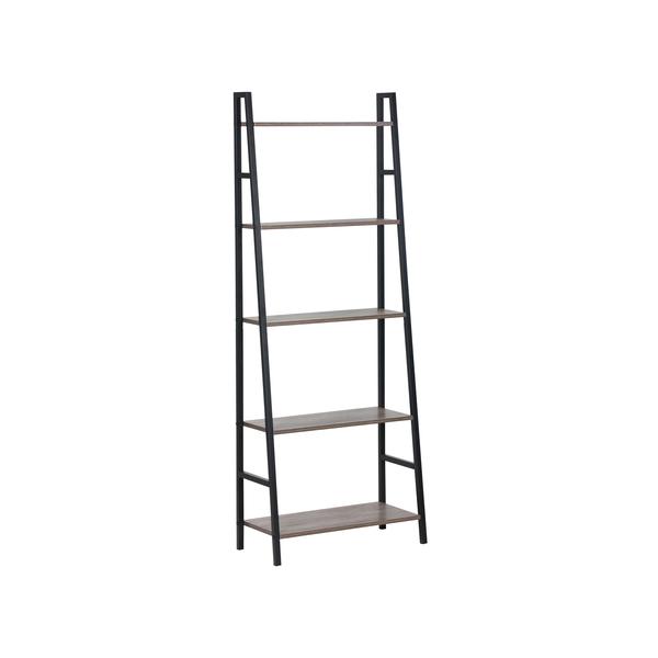 Everfurn Charlotte 5 Tier Stacked Large Bookshelf with Powder Coated Steel Frame