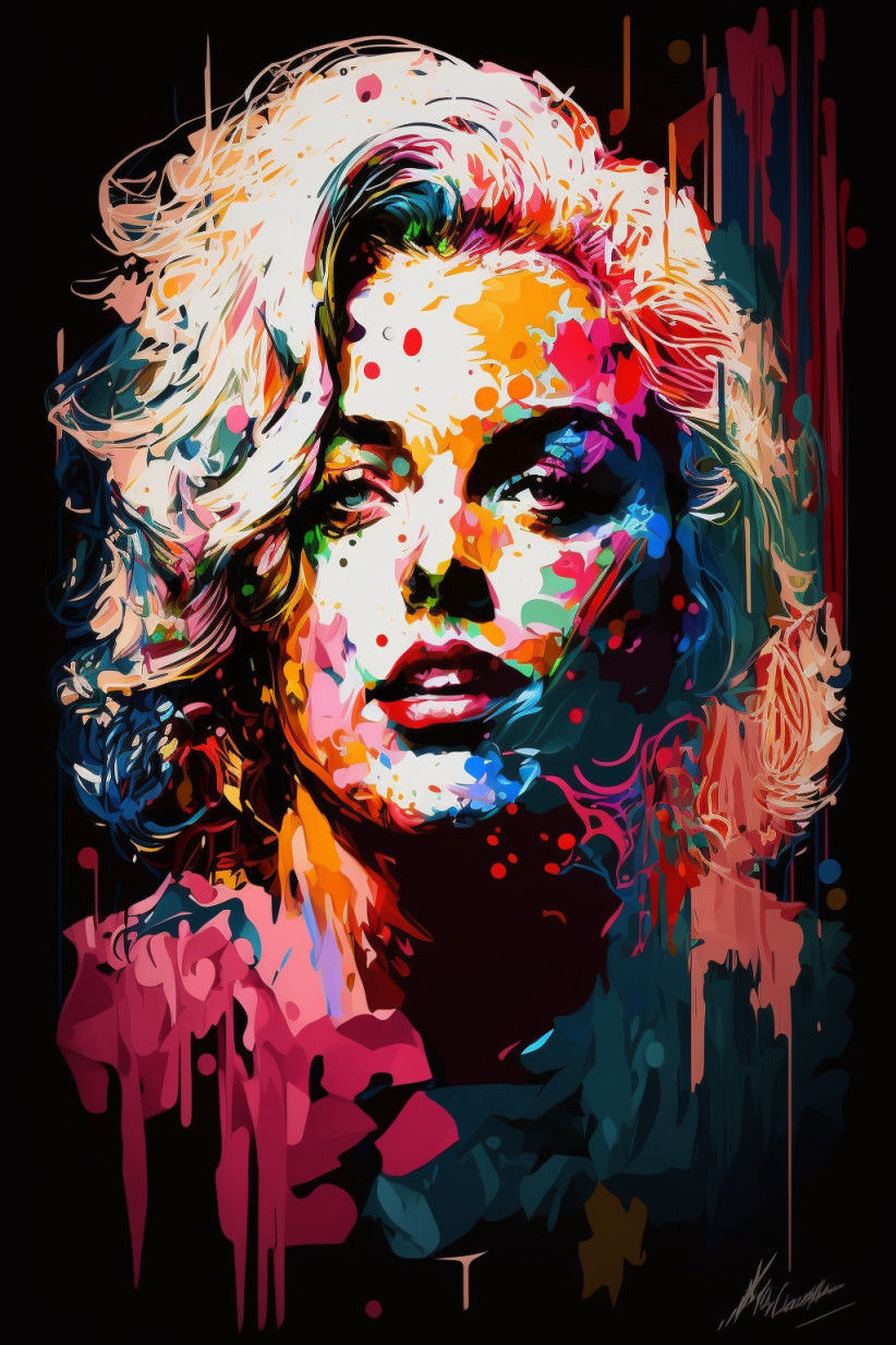 Canvas Wall Art - Marilyn Monroe Abstract Painting - B1535 - [120 x 80 cm]
