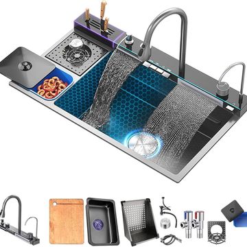 HOMZ LUXURY WATERFALL SINK WITH KNIFE HOLDER AND BIN