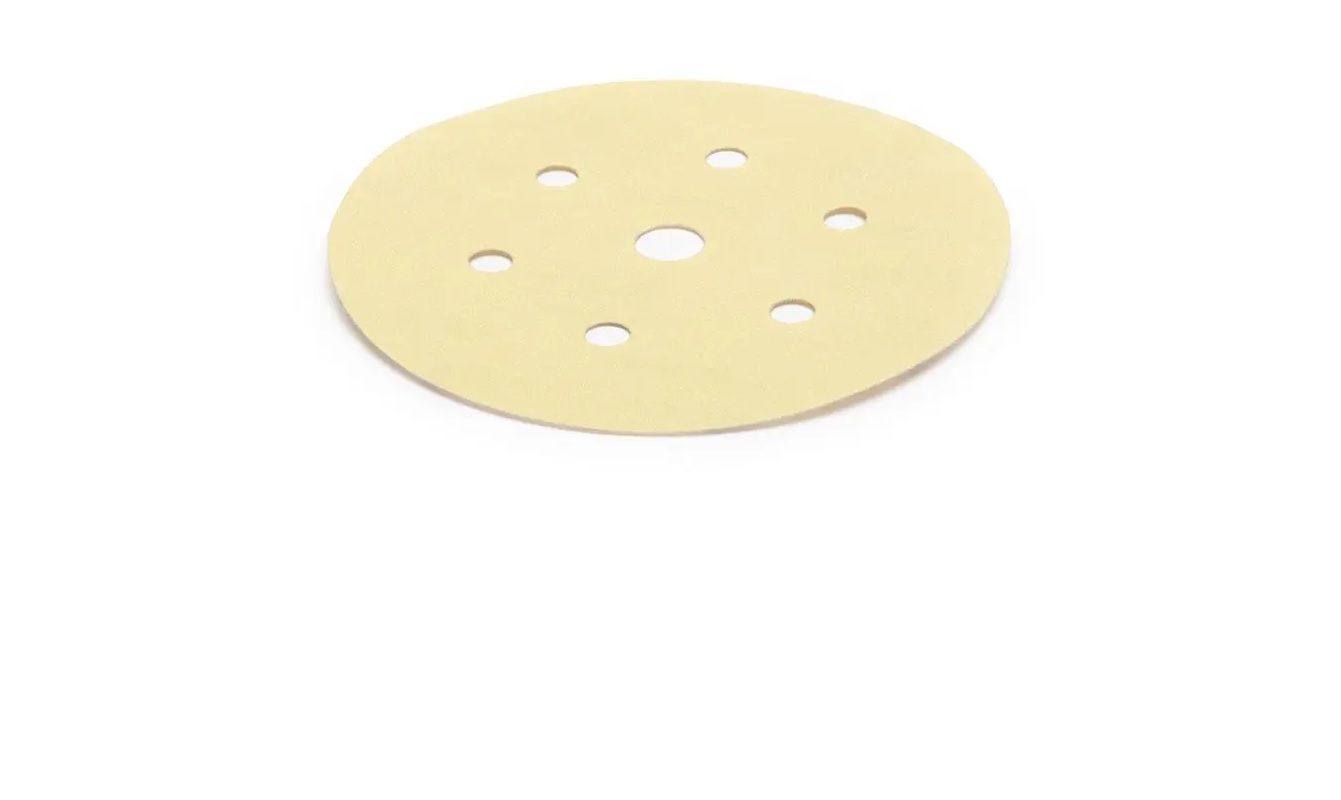 Gold Sanding Disc, Grip, 61 Holes, 150mm, P180 (4 pack) BY WOODLY