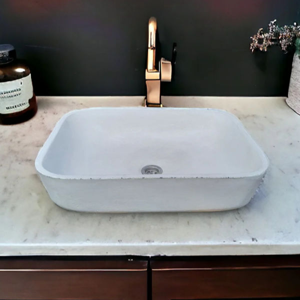 Ivory Concave Rectangle Concrete Basin 52x40x13cm