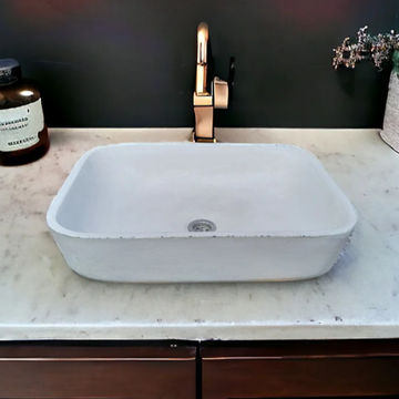 Ivory Concave Rectangle Concrete Basin 52x40x13cm
