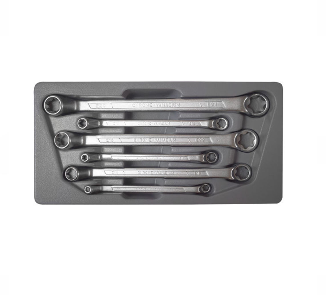 Force - 6 Piece Offset 75Deg Star Ring Wrench Set E6Xe8 To E20Xe24
