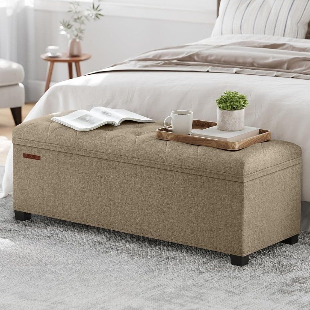 Songmics Storage Chest Ottoman Sofa Bench, Camel Brown