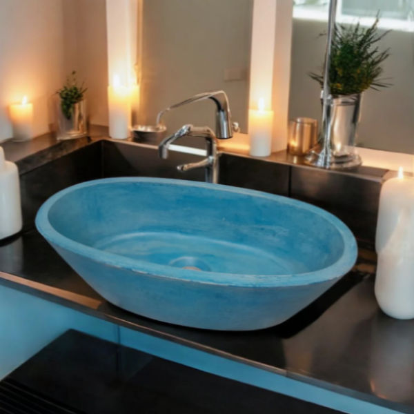 Calypso Blue Bespoke Concrete Basin 56x29.5x15cm