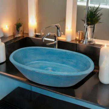Calypso Blue Bespoke Concrete Basin 56x29.5x15cm