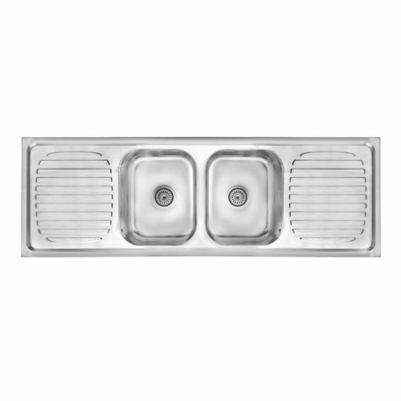 Cam Africa Kitchen Sink Double Bowl Double Drainer Stainless Steel L150Cm X W50Cm Dc1550L/Dcb