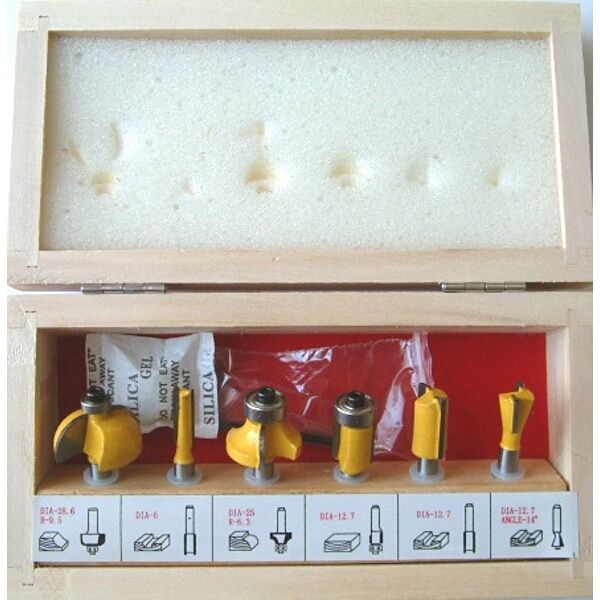 Router Bit Set 6Pce Wooden Box