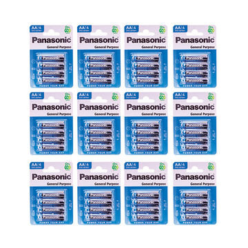 Panasonic AA Carbon Zinc 4 Pack Batteries x 1 Box of 12 Packs (R6BE/4BP/12)