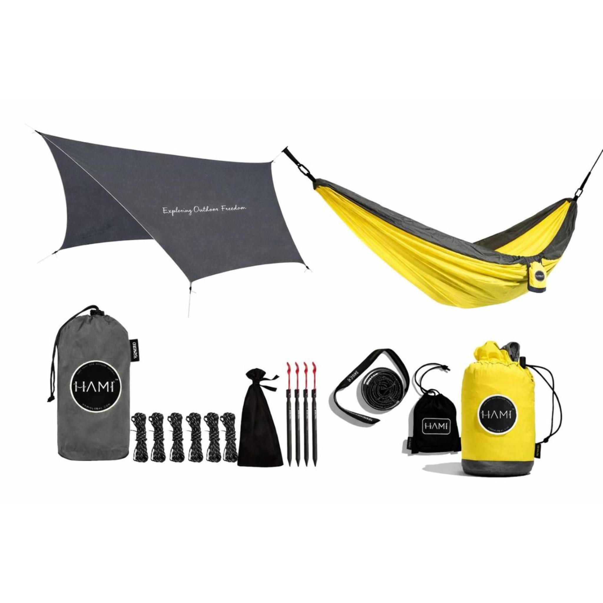 HAMI Tarp Grey 3.6m x 2.9m Hive Double Hammock 3m x 1.8m