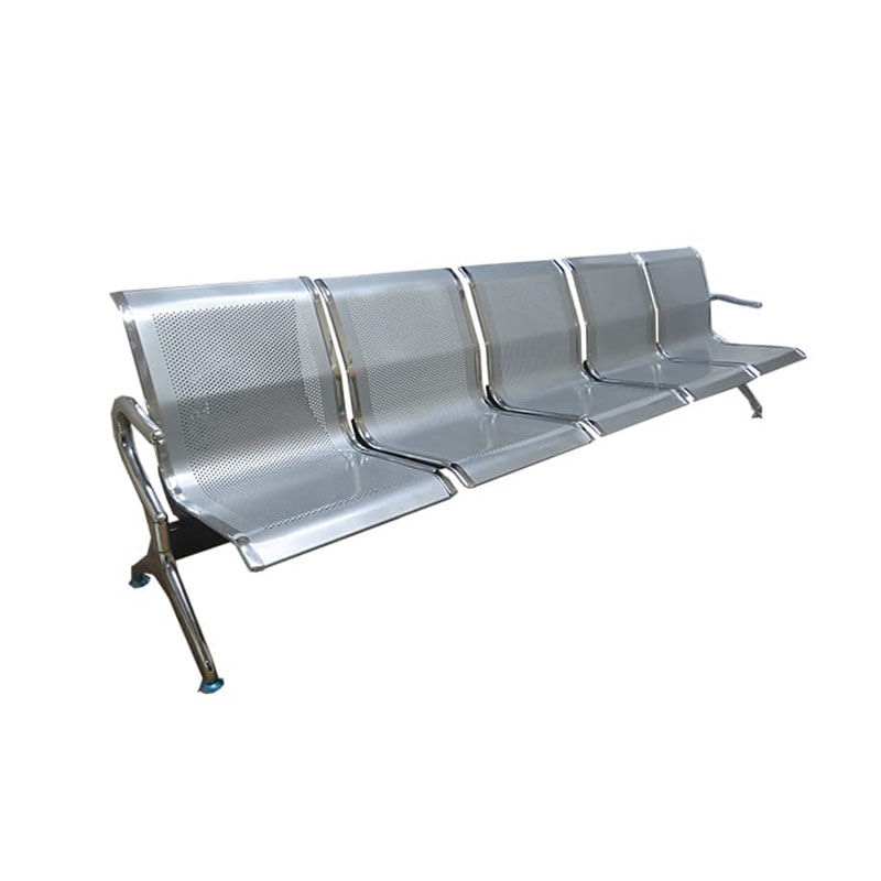 Vividitto - 5 Seater Flash Silver Steel Waiting Area Bench
