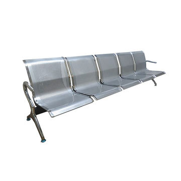 Vividitto - 5 Seater Flash Silver Steel Waiting Area Bench