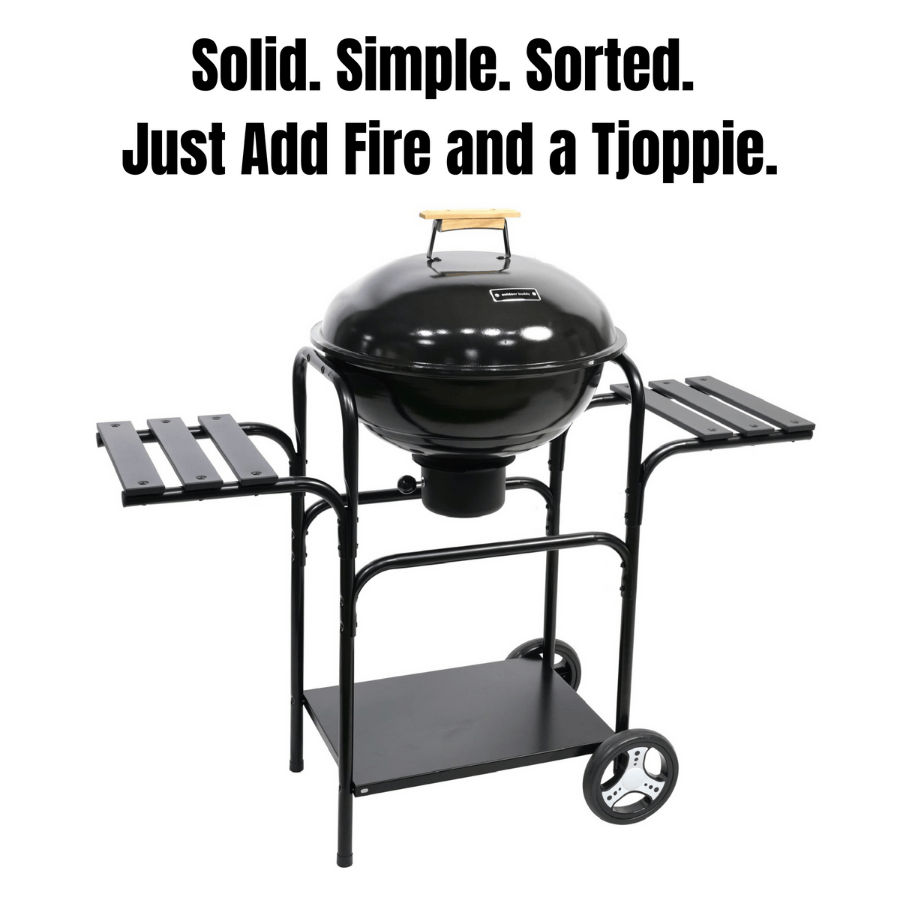 MagMaster – 46cm Trolley Charcoal Kettle Braai – Fixed Side Shelves, Ash Catcher & Mags