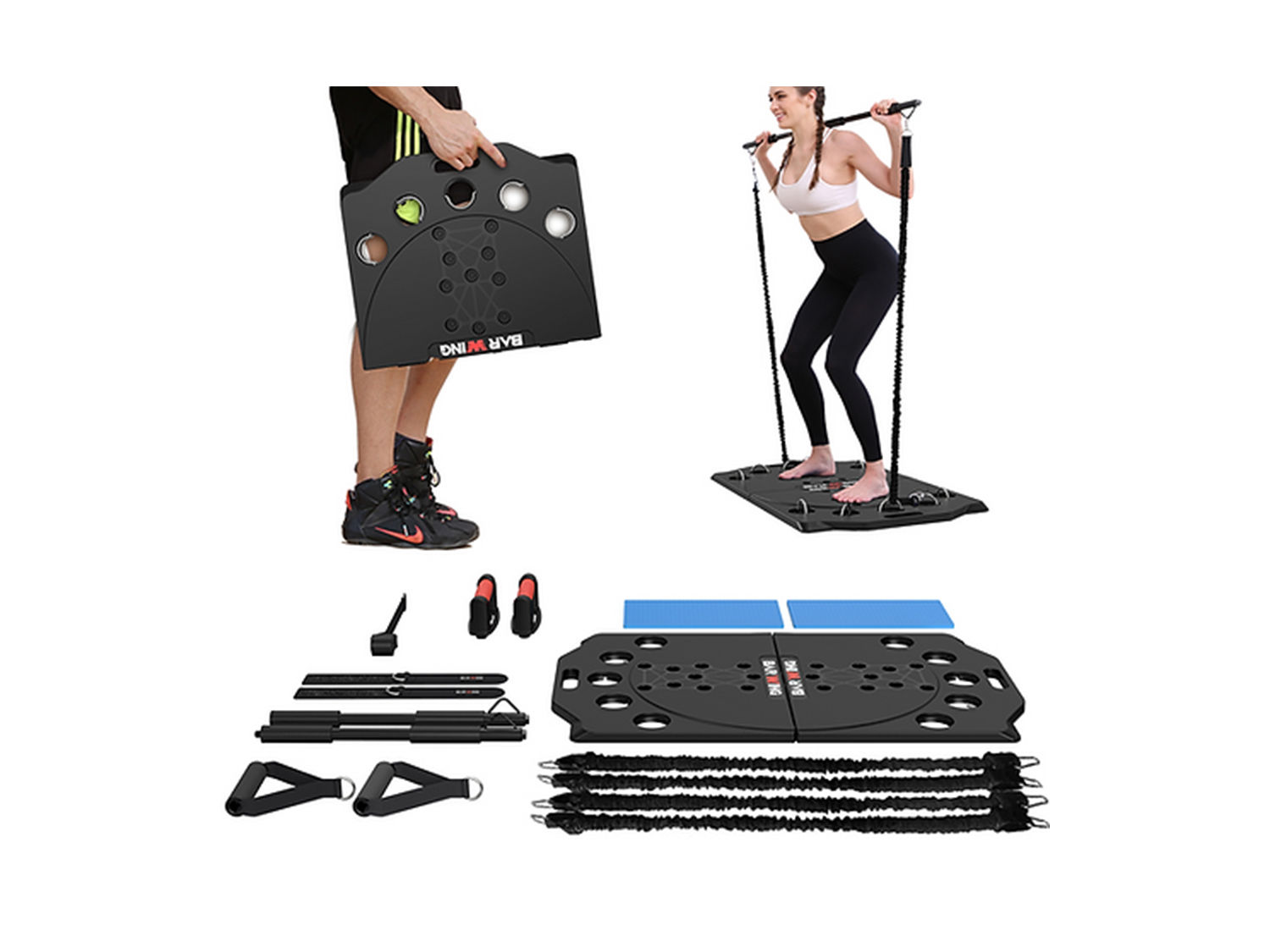 8 Pcs Home Fitness Set TPE Yoga Mat Bricks Circle Towel